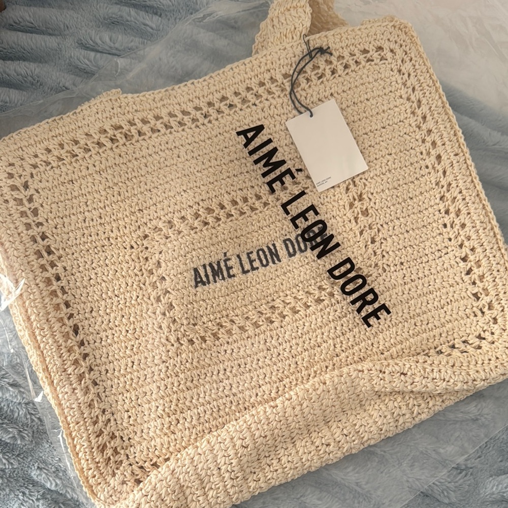 Aimé Leon Dore Cream Crochet Tote Bag